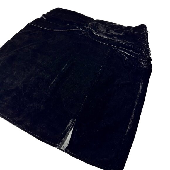 Revolve Lovers + Friends Merci Mini Skirt Sz.M Black Velvet Draped Waist Goth - Picture 12 of 13